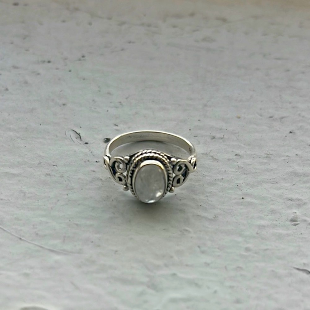 Silver Rainbow Moonstone Ring